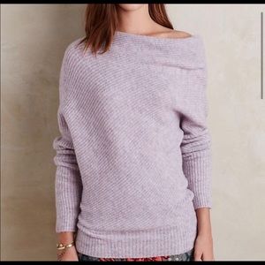 M // Moth for Anthropologie Lavender Caya Draped Pullover Wool Sweater